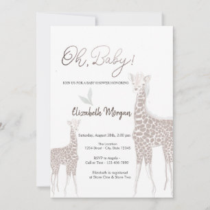 Invitation Baby Shower de bébé girafe mignon