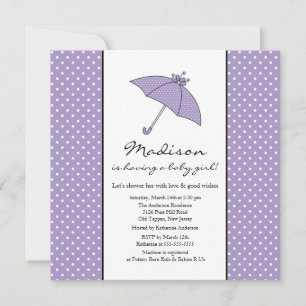 Invitation Baby shower de bébé mauve-parapluie