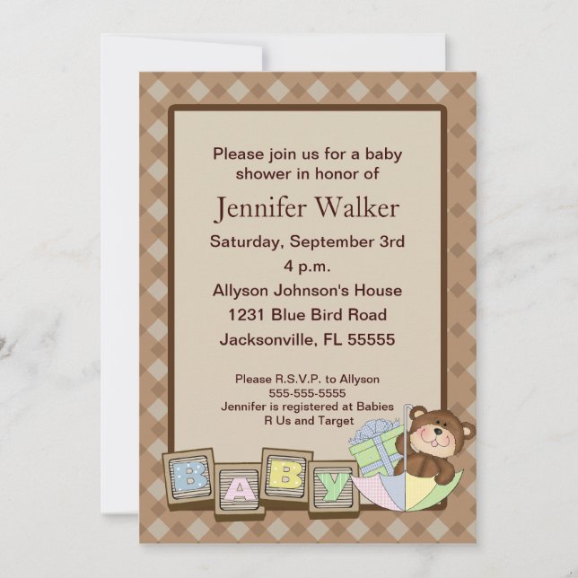 Invitation Baby shower de bébés - Brown (Devant)