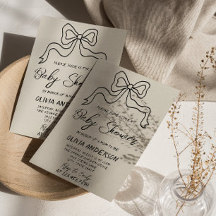 Invitation Baby shower de béquille de ruban dessiné à la main