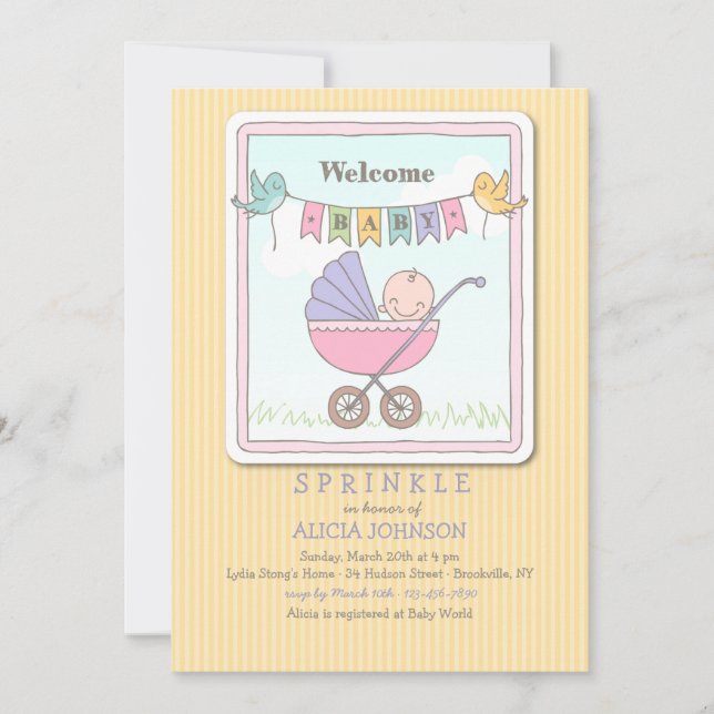 Invitation Baby shower de bienvenue (Devant)