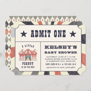 Invitation Baby shower de billets de cirque vintag