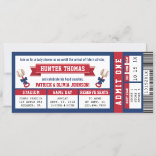 Invitation Baby shower de billets de sport, bleu, 