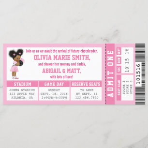 Invitation Baby shower de billets de sport, fille,