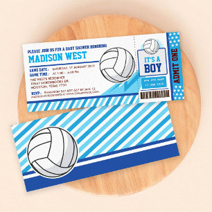 Invitation Baby shower de billetterie Blue Volleyball Pass In