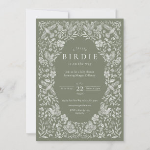 Invitation Baby shower de Birdie Floral Vert Sage