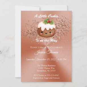 Invitation Baby shower de biscuits rose Gold Christmas