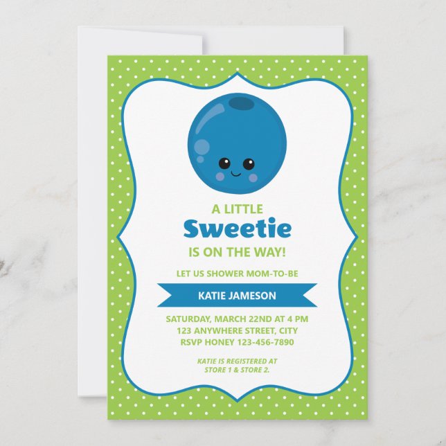 Invitation Baby shower de bleuet doux Little Sweetie (Devant)