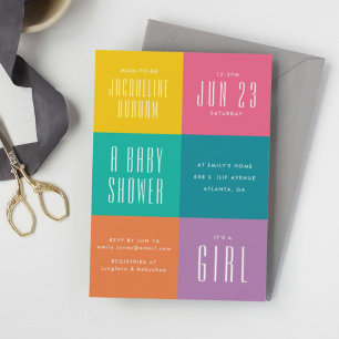 Invitation Baby shower de blocs de couleurs modern