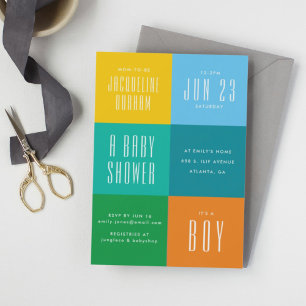 Invitation Baby shower de blocs de couleurs modern