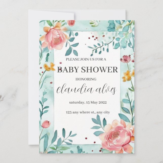 Invitation Baby shower de Bloomin : Célébration du nom de mam (Devant)