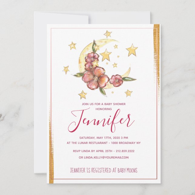 Invitation Baby shower de Boho Moon (Devant)