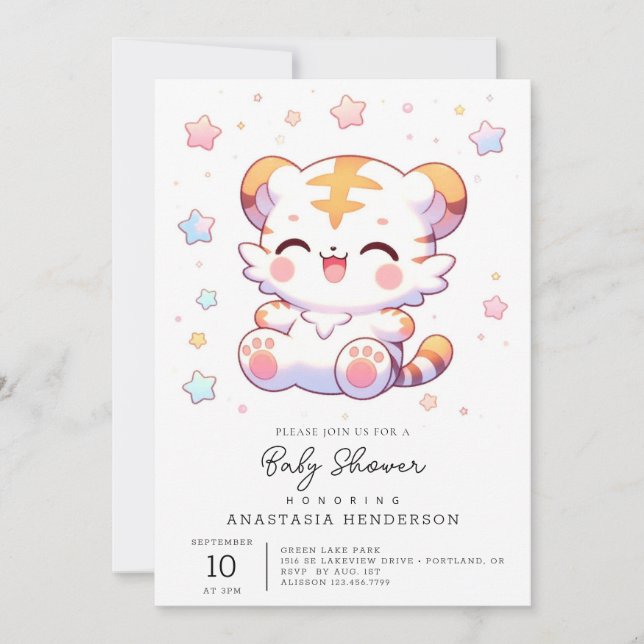 Invitation Baby shower de Boho Tiger (Devant)