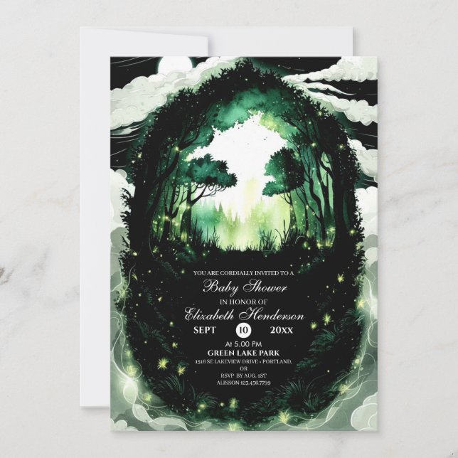Invitation Baby shower de bois aquarelle (Devant)