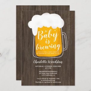 Invitation baby shower de bois brun brun brun pour bébé amusa