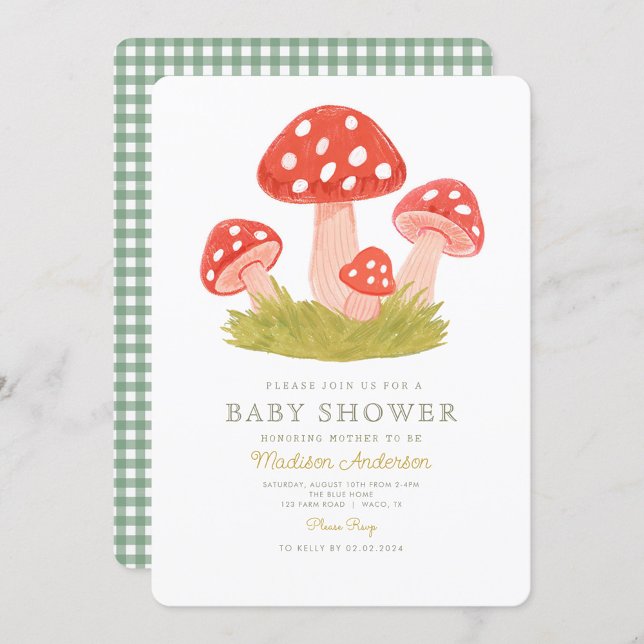 Invitation Baby shower de bois de Little Mushroom (Créateur téléchargé)