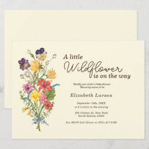 Invitation Baby shower de bois fleur sauvage