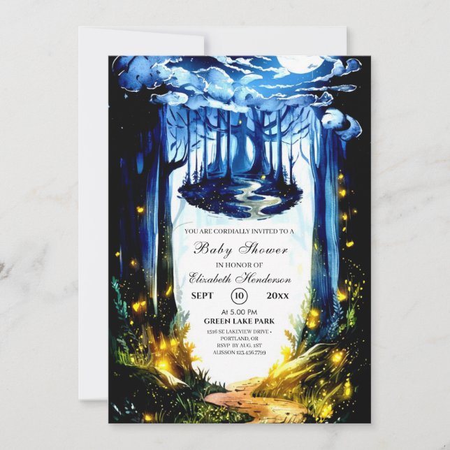 Invitation Baby shower de bois magique Pastel (Devant)
