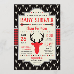 Invitation Baby shower de bois, Plaid de Buffalo