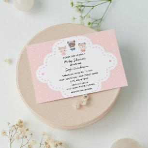 Invitation Baby shower de bois rose