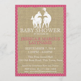 Invitation Baby shower de bois rose cerfs et burlap