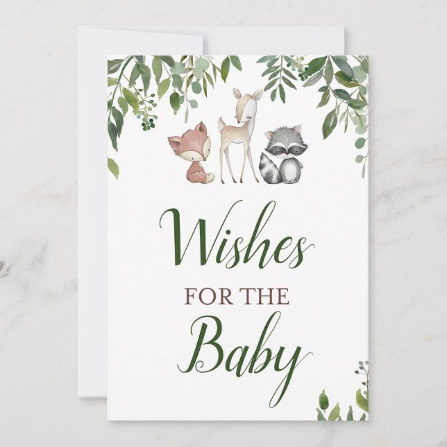 Invitation Baby shower de bois - Voeux pour bébé signe 5x7 (Devant)