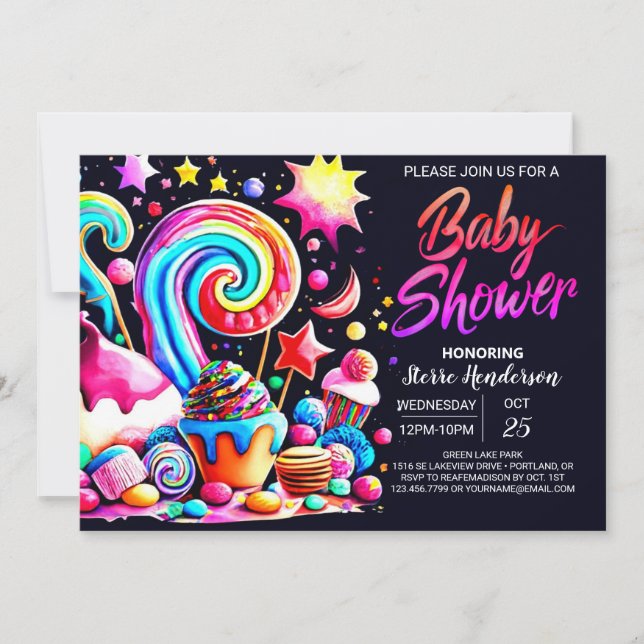 Invitation Baby shower de bonbons personnalisé (Devant)