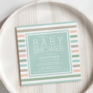 Invitation Baby shower de bord de mer Pastel Stripe Invitatio