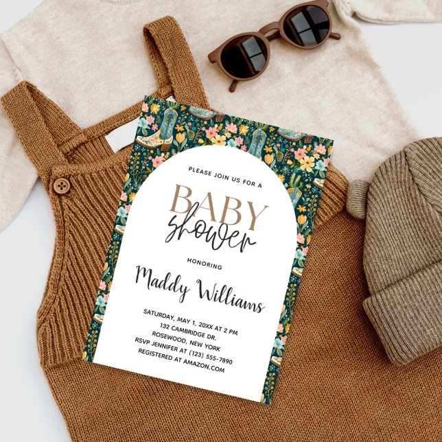 Invitation Baby shower de bottes de cowgirl Floral Sud-Ouest (Créateur téléchargé)