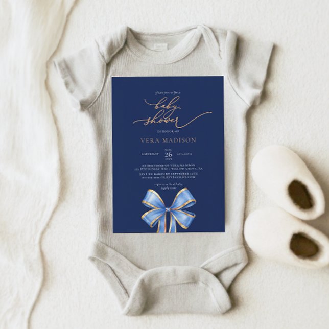 Invitation Baby shower de boue bleu aquarelle (Créateur téléchargé)