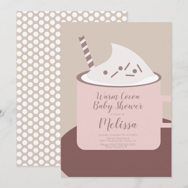 Invitation Baby shower de boue de chocolat chaud au cacao mod (Devant / Derrière)