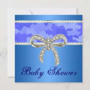 Invitation Baby shower de boue diamant Camo bleu