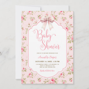 Invitation Baby shower de boule rose