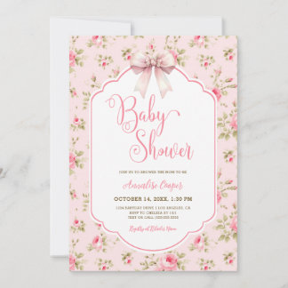 Invitation Baby shower de boule rose
