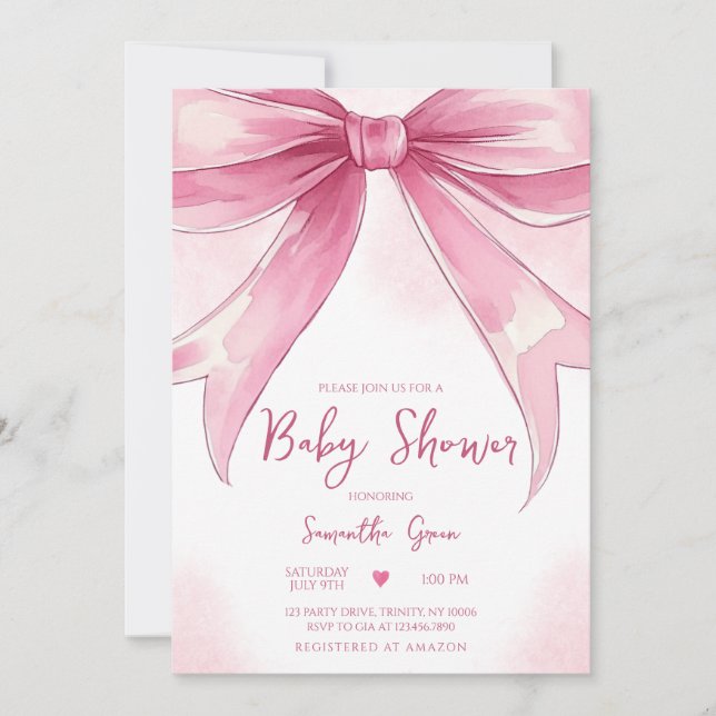 Invitation Baby shower de boule rose (Devant)