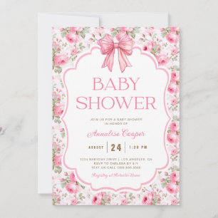 Invitation Baby shower de boule rose