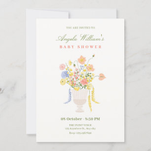 Invitation Baby shower de bouquet de fleurs