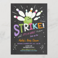 Invitation Baby shower de bowling Pink Purple Girl