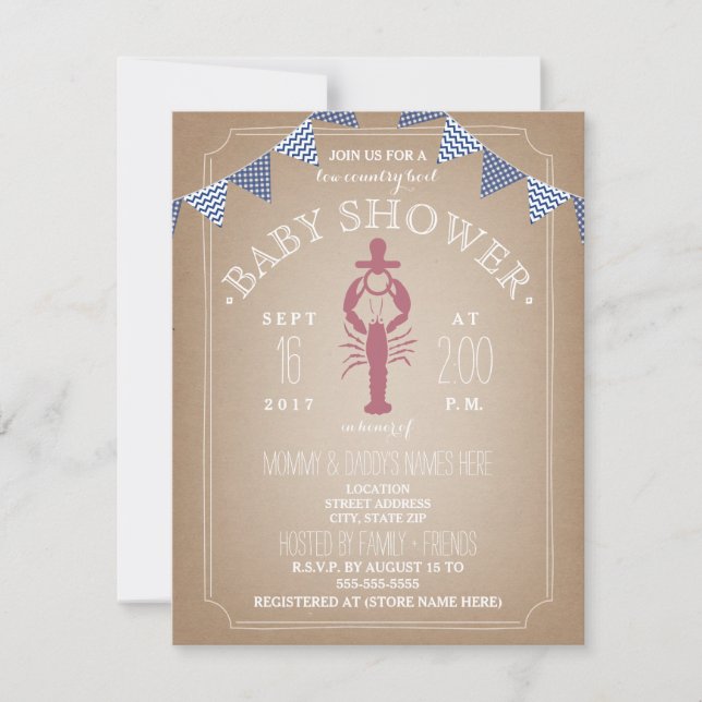 Invitation Baby shower de Boy Boy Boy Boy à faible teneur en  (Devant)