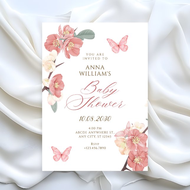 Invitation Baby shower de branche florale (Créateur téléchargé)