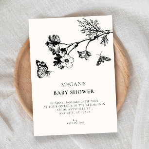 Invitation Baby shower de branche florale rustique vintage