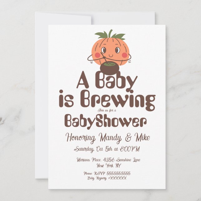 Invitation Baby shower de brasserie citrouille fête d'Hallowe (Devant)