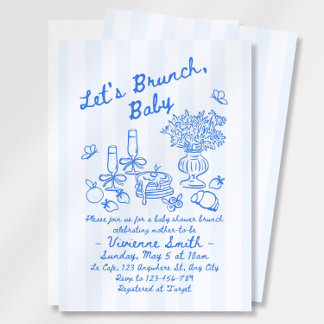 Invitation Baby shower de Brunch à main levée