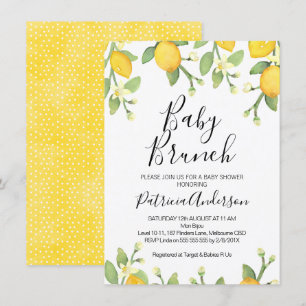 Invitation Baby shower de brunch au citron neutre selon le se
