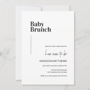 Invitation Baby shower de Brunch minimal pour bébé noir et bl