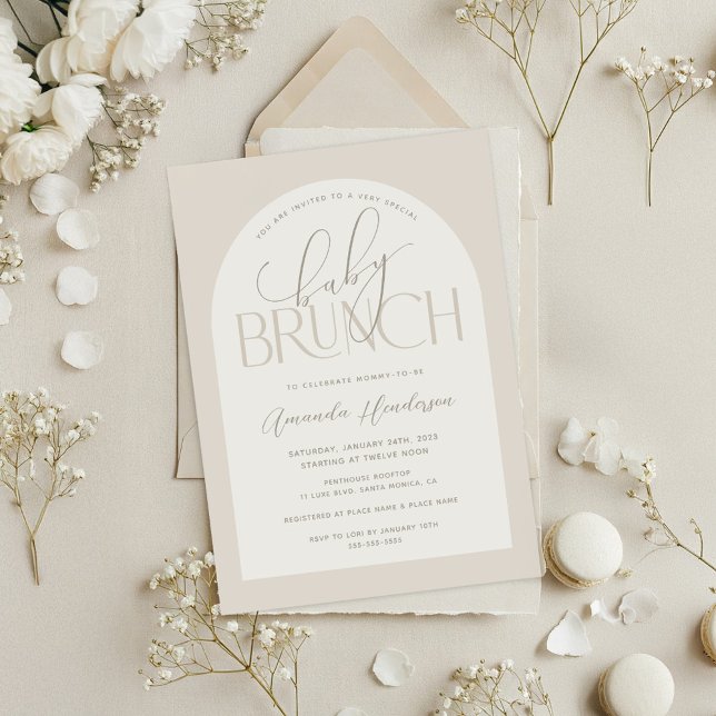 Invitation Baby shower de Brunch pour bébé crémeux et neutre (Creamy Neutral Baby Brunch Invitation)