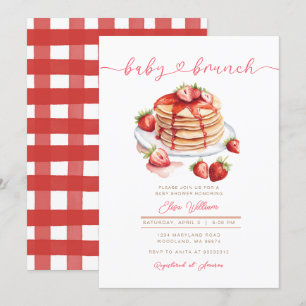 Invitation Baby shower de brunch pour bébé fraise pâtisserie