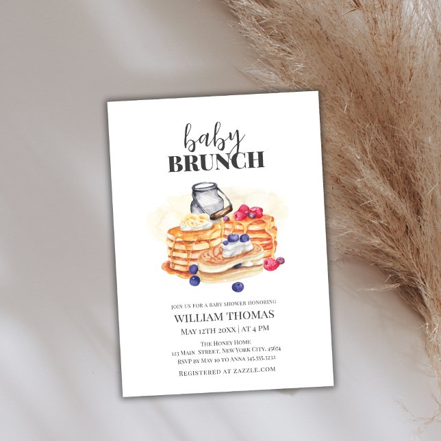 Invitation Baby shower de Brunch pour bébé Pancake moderne (Modern Pancake Baby Brunch Baby Shower Invitation)