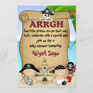 Invitation Baby shower de Buccaneers Twins Cute Little Pirate
