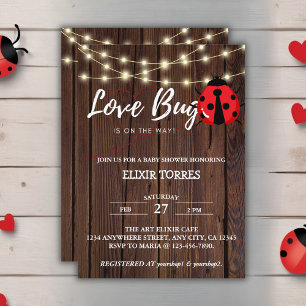 Invitation Baby shower de bug d'amour rustique